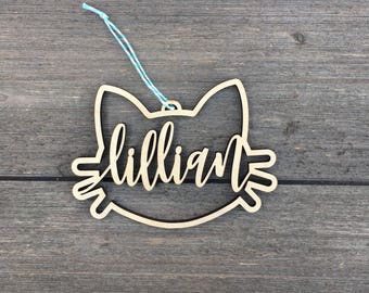 Personalized Ornament - Cat - 5" inches - Custom Christmas Ornament - Wood Ornament - Kitty Ornament - For Cat Owners 2023