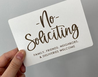 SUPER DEAL No Soliciting Door Sign in WHITE Finish Only - Limited Quantities