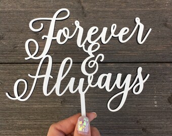 Forever & Always Wooden Wedding Cake Topper, 6"