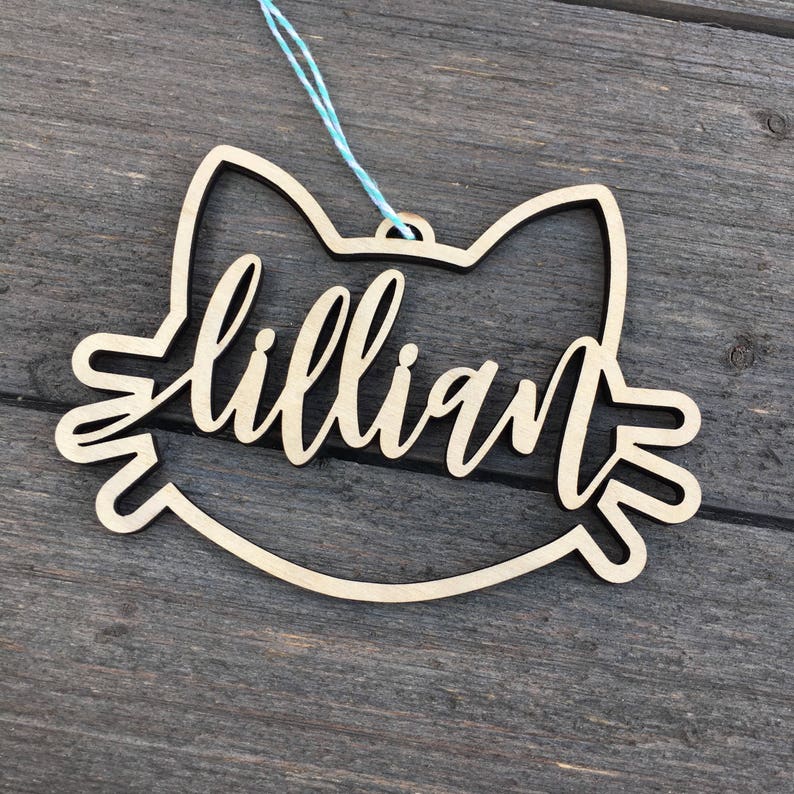 Personalized Cat Name Ornament 5 inches wide Custom Etsy