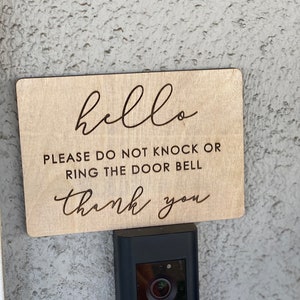 Hello Please Do Not Knock or Ring the Door Bell Thank You Sign, No Soliciting, Do Not Disturb Door Sign, Baby Sleeping Sign, Privacy Sign