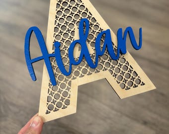 Personalized Name on Cane Letter Wood Sign - Laser Cut Initial Sign - Birthday Gift