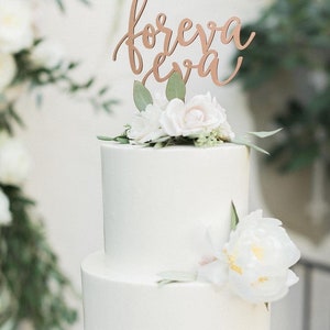 Foreva Eva Wedding Cake Topper, 6.5W inches, Forever Topper, Rustic Cake Topper, Unique Wood Cake Toppers, Infinity Cake Topper image 2