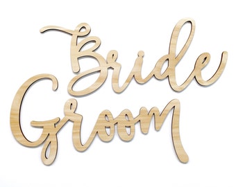 Bride and Groom Chair Signs | Custom Laser Cut Signs | Calligraphy | Party Supplies | Birthday Backdrop | Sweetheart Table Decorations