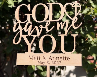 Personalized banner God Gave Me You with heart cross, Custom Name/ Date