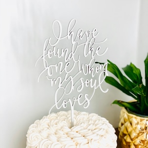 I have found the one whom my soul loves Wedding Cake Topper 5 inches wide, Bible Verse, Unique Laser Cut Toppers Ngo Creations image 5