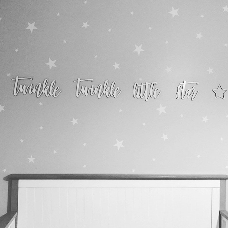 Twinkle Twinkle Little Star Sign, No Backboard, Small Quote Wall Sign, Nursery Sign, Baby Room, Baby Shower Gift, Lullaby Cute Unique image 2