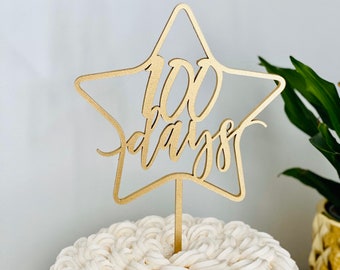 100 days Star Cake Topper, 5.5" inches wide - Happy 100 Days Cake Topper, Baby Cake Topper, Baby Celebration, Korean Dol Cake Topper