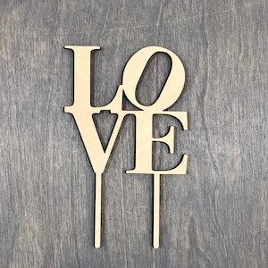 LOVE Cake Topper, 4" inches wide , Version 3 - Print Style