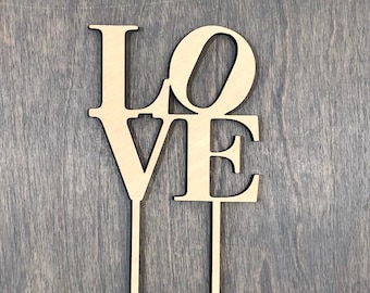 LOVE Cake Topper, 4" inches wide , Version 3 - Print Style