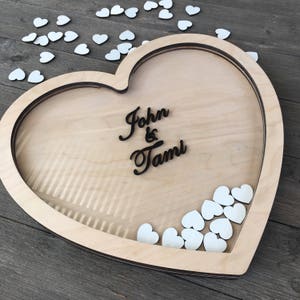 Heart Wedding Guest Book Alternative, Drop Top Heart Shadow Box, Drop Box Guestbook Wooden Hearts, Custom Guestbook, Love Guestbook image 4