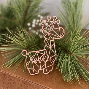 Personalized Giraffe Geometric Ornament 5&quot;H - NO String - Custom WOOD Christmas Ornament, First Christmas Ornament, Wood 2024