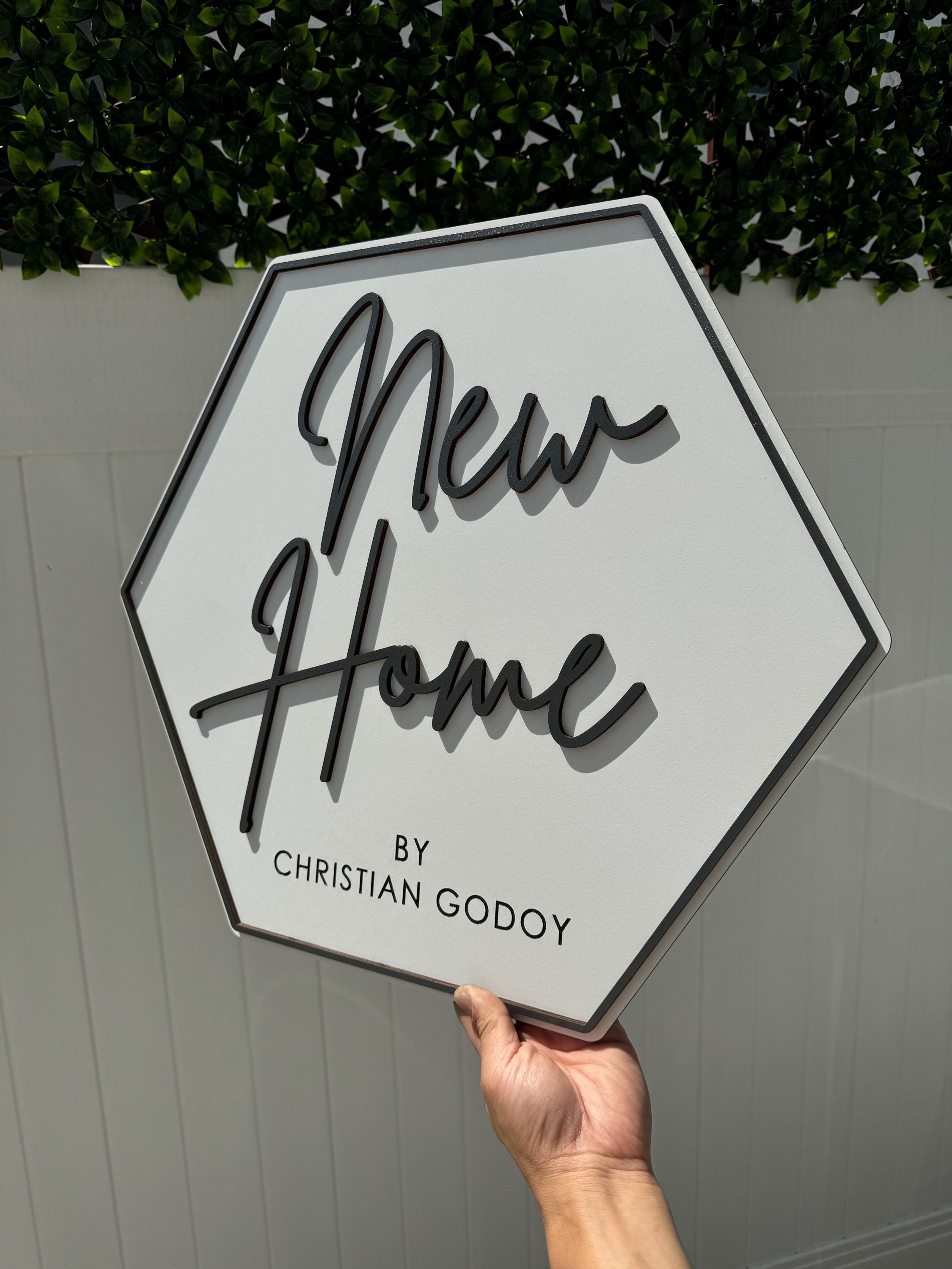 Personalized New Home Wood Hexagon Sign - Realtor Photo Prop - Etsy