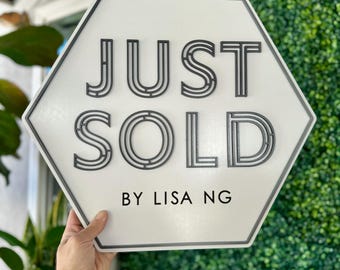 Personalized Just Sold Hexagon Sign - Realtor Photo Prop