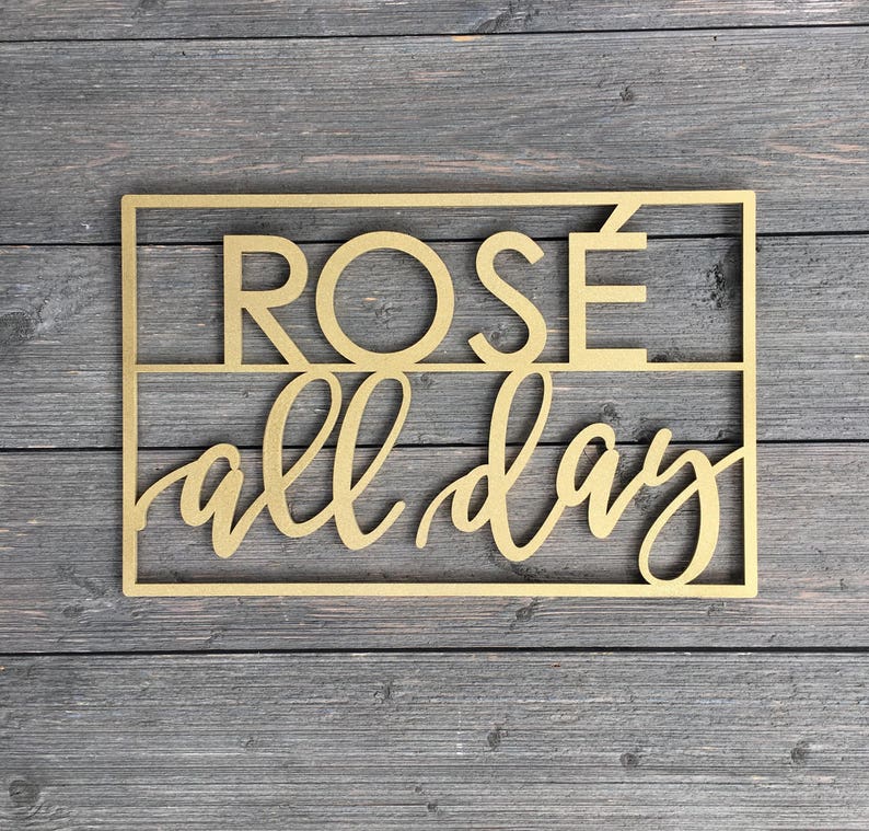 Rose All Day Small Wall Sign, 14W x 9H inches, Wine Sign, Alcohol Sign, Kitchen Dining Room Wall Art Drink Wood Sign Decor Wedding zdjęcie 4