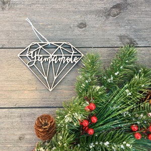 Personalized Ornament Geometric Diamond 5 inches Custom Christmas Ornament Glam Christmas Ornament Wood Ornament Bling 2023 image 3
