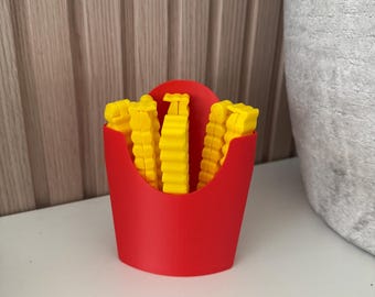 3D Printed French Fries Chip Clip with Holder
