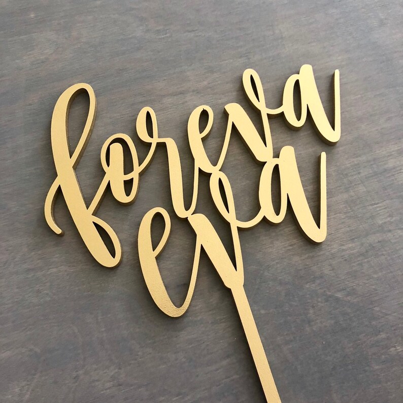 Foreva Eva Wedding Cake Topper, 6.5W inches VERSION 2, Forever Topper, Foreva Cake Topper, Unique Wood Cake Toppers, Infinity Cake Topper image 3