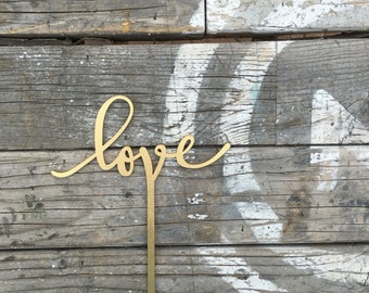 Love Wedding Cake Topper 5" inches wide V1, Love Cake Topper, Laser Cut Cake Topper, Wood Cake Topper, Rustic Cake Topper, Ngo Creations