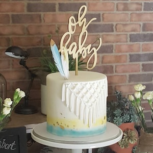 Oh Baby Cake Topper Baby Shower Cake Topper Party Decorations cake topper Laser Cut Wood Topper image 2