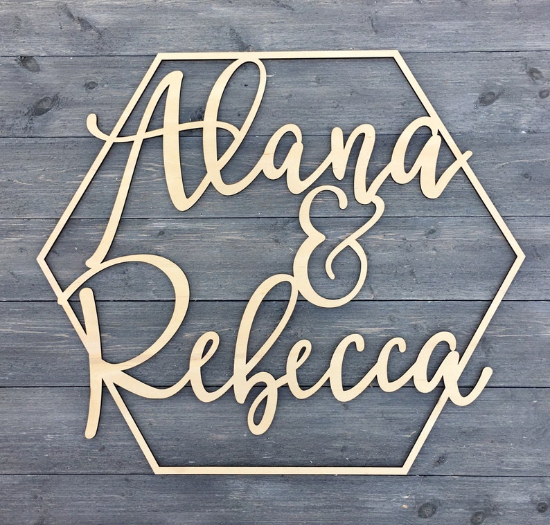 Personalized Hexagon Name Sign, Geometric Custom Large Name Sign, Wedding Birthday Nursery Backdrop Laser Cut Decor Unique image 6