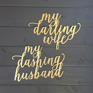 My Darling Wife & My Dashing Husband Chair Signs, Laser Cut Wedding Chair Backs Decorations Romantic Sweet Theme by Ngo Creations