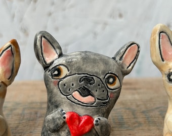 Dark French Bulldog Gifts / Heart Dogs- Made To Order