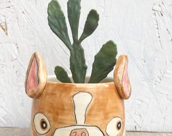 Boston Terrier Red / Brown Planter