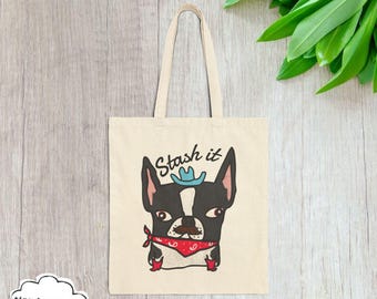 Boston Terrier Canvas Tote Bag | Dog Lover Gift