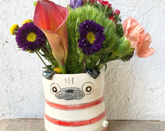 Peppermint Pug Vase