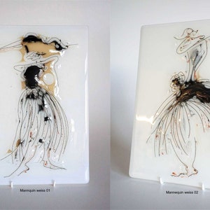 Mannequin glass pictures in white 01 and 02, handmade, painting, unique pieces, signed