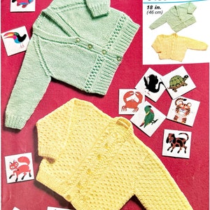 Patons No.6433 Vintage Knitting Pattern Cardigans for Children