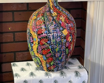 Large colorful abstract vase