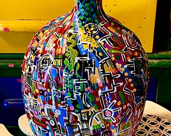 Large colorful abstract vase