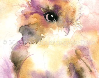 Owl Painting LARGE print - Owl Art - Owl Watercolor  - Whimsical painting