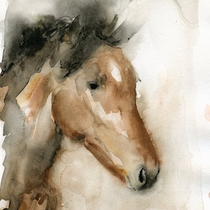 Horse Art - Watercolor Horse Painting - Fine Art Print - Animal Painting - Brown Horse