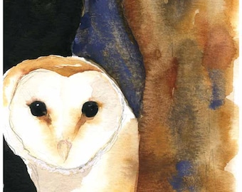 Barn Owl Painting - LARGE print - Barn Owl - Watercolor Fine Art Print - Owl Art - Bird Watercolor
