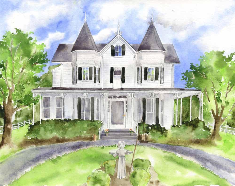 Watercolor House Painting Original Commissioned Painting Etsy