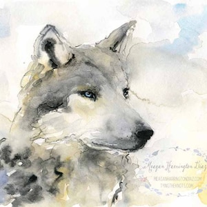 Wolf Painting - Wolf Watercolor - Winter Wolf - Fine Art Print - Wildlife Watercolor