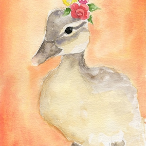 Duck Painting - Buttercup - Nursery Art - bird watercolor - duckling print - nursery watercolor