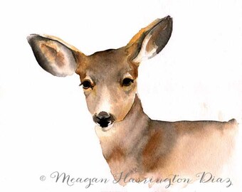 Deer Painting - LARGE  print - Mule Deer - Fine Art Print - Wildlife watercolor  - animal painting - Deer Watercolor