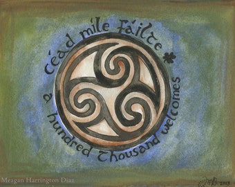 Celtic Knot - Cead Mile Failte - (A Hundred Thousand Welcomes) Fine Art Print  Ireland Celtic Art Irish Celtic Painting