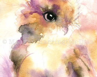 Owl Painting - Owl Art - Watercolor Fine Art Print - Whimsical painting