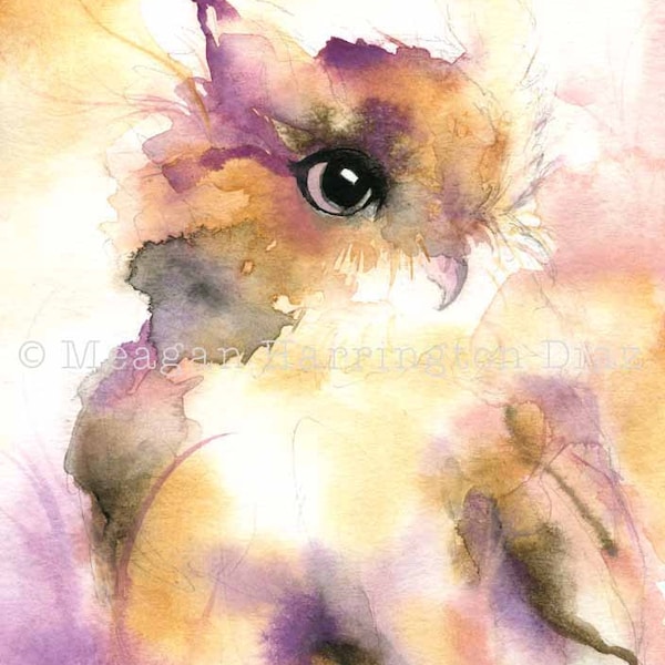 Owl Painting - Owl Art - Watercolor Fine Art Print - Whimsical painting