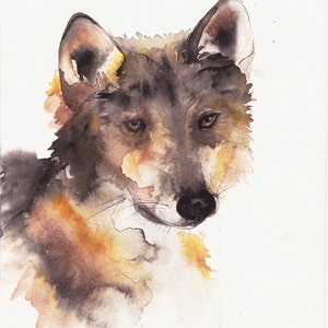 Wolf Painting - Mexican Gray Wolf -Fine Art Print - Wolf watercolor - Desert Art Southwest