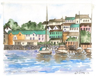 Boat Art - Baltimore Harbor - Fine Art Watercolor Print - Sailboat - Harbor Painting