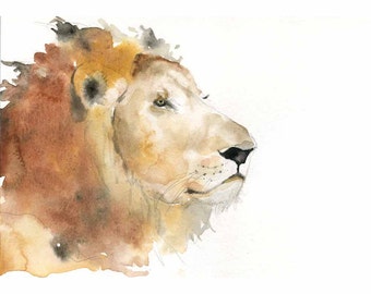 Lion Watercolor - fine art print - Lion Art - Patrick the Lionhearted - Nursery Art - boy nursery - girls nursery