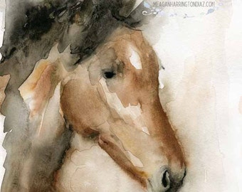 水彩画の馬 - 水彩画プリント、水彩画、子馬、子馬、水彩画の馬、馬の