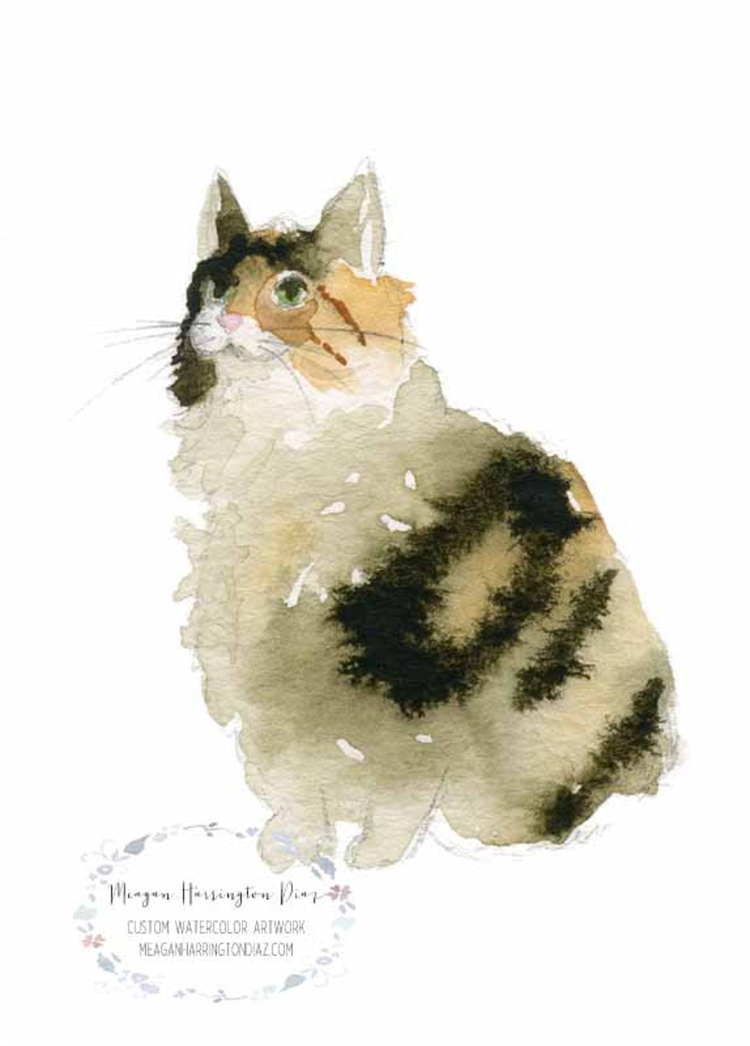 原画#3310 猫 雪 ニース フランス 水彩画 ドローイング インテリア