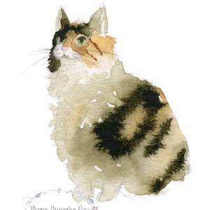 Cat Art - Calico Cat Watercolor - Fine Art Print - Cat painting - Calico watercolor